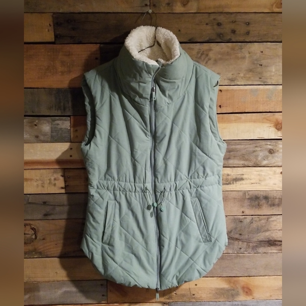 Mint Green Quilted Vest with Sherpa Lining